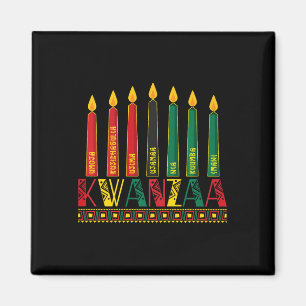 Aimant Funny Happy Kwanzaa Kinara Principes bougies Pan