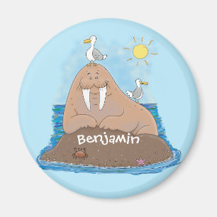Aimant Funny happy walrus cartoon illustration