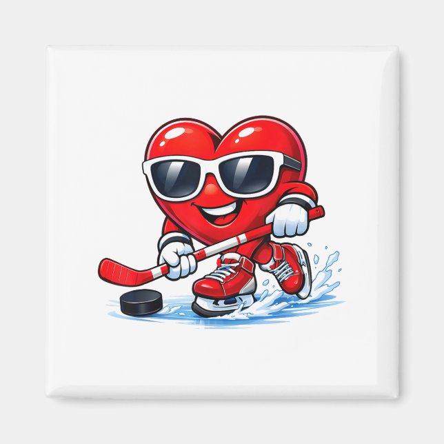 Aimant Funny Heart Playing Hockey Apparel  (Devant)