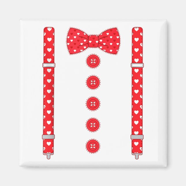 Aimant Funny Hearts Bow Tie Suspenders Valentine's Day Co (Devant)