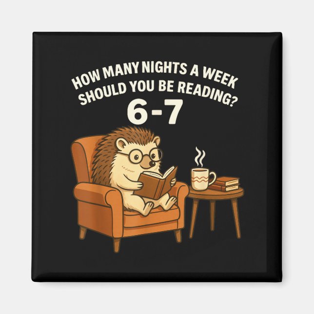Aimant Funny Hedgehog Reading Book 67 Six Seven Meme  (Devant)