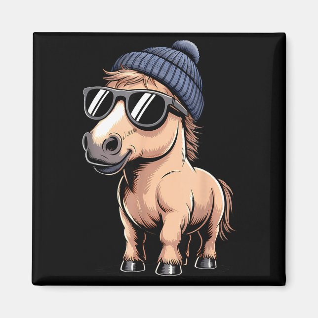 Aimant Funny Horse In Retro Style - Farm Humour Ny Funny  (Devant)