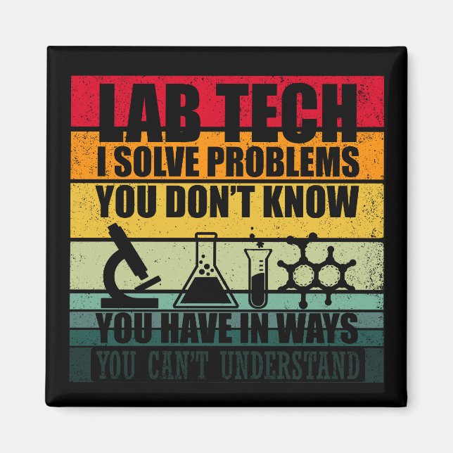 Aimant Funny lab tech cite laboratoire technicien humour (Devant)