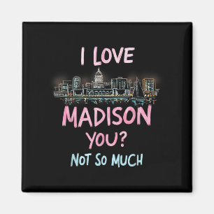 Aimant Funny Madison Wisconsin Night Skyline Vintage