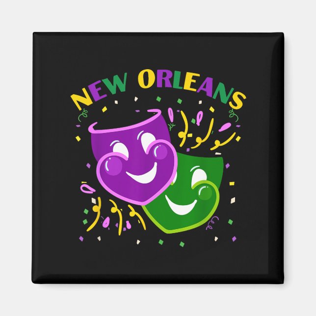 Aimant Funny Mardi Gras Mask Louisiana New Orleans Carniv (Devant)
