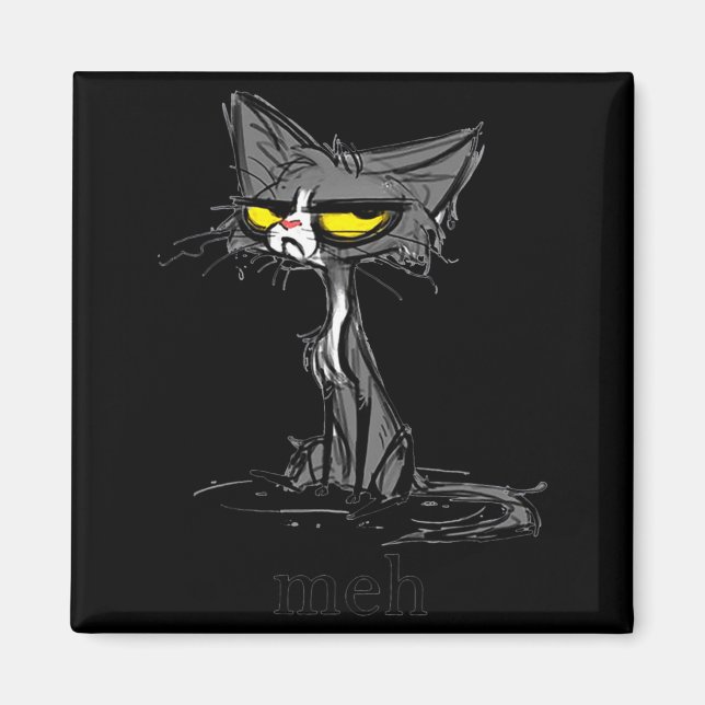 Aimant Funny Meh Cat Gift For Cat Lovers  (Devant)
