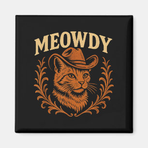 Aimant Funny Meowdy Chat Cowboy Casquette Country Music W