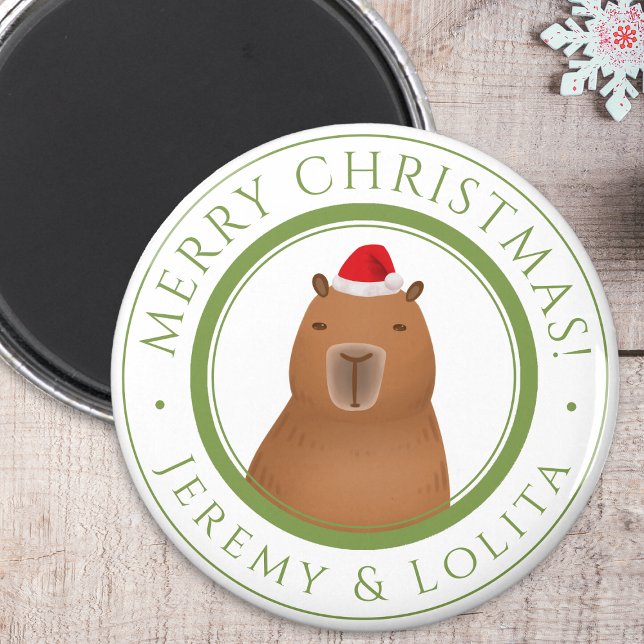 Aimant Funny mignon Capybara Père Noël Noël (A capybara Claus magnet to make your holidays Merry and Bright! )