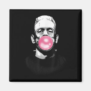 Aimant Funny Monstre Frankenstein Frappant Une Bulle Gum