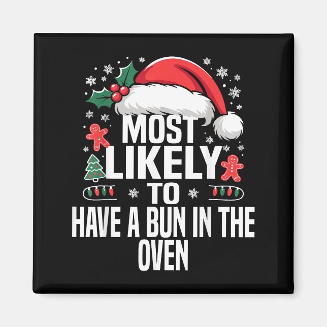 Aimant Funny Most Likely To Christmas Family Pajama Match (Devant)