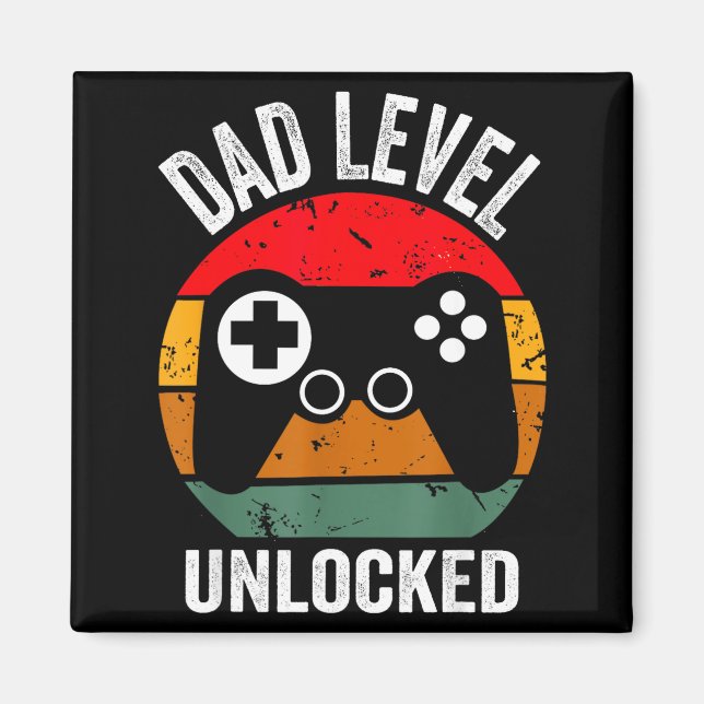 Aimant Funny New Dad Shirt Dad Level Unlocked Tee Shirt G (Devant)
