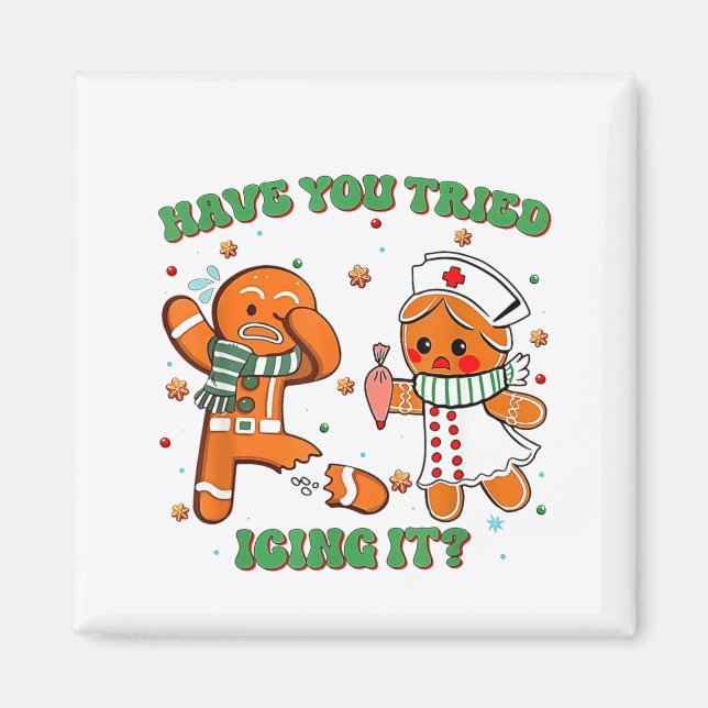 Aimant Funny Nurse Christmas, Have You Tried Icing It  (Devant)
