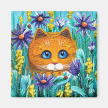 Funny Orange Tabby Chat Fleurs de souris Cat Créat