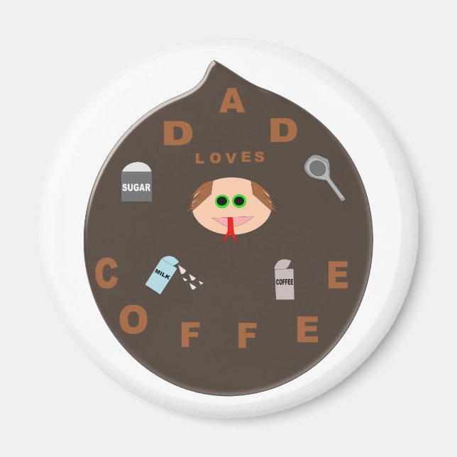 Aimant Funny Papa Monster aime l'aimant du café (Devant)