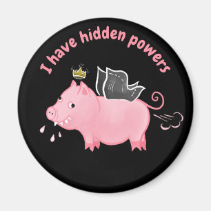 Aimant Funny pig fairy Pouvoirs cachés fermier humour ani