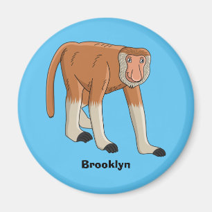 Aimant Funny proboscis monkey cartoon illustration