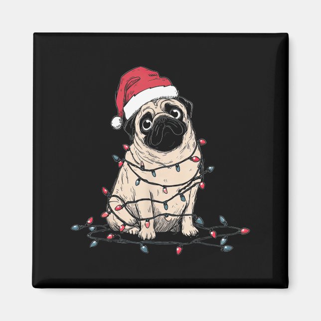 Aimant Funny Pug Christmas Graphics Dog Lights Lover Owne (Devant)