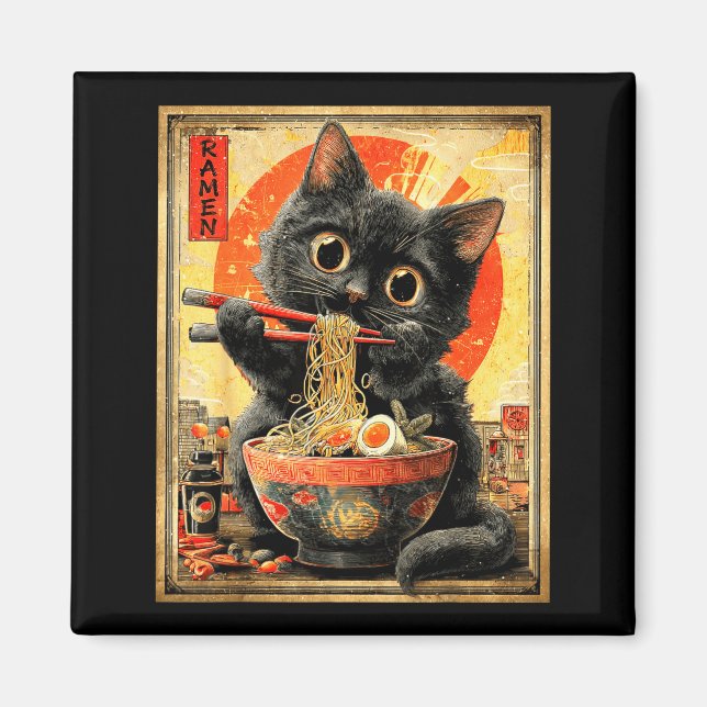 Aimant Funny Ramen Cat Noodle Lovers Anime Otaku  (Devant)