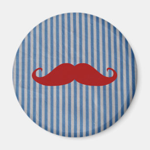 Aimant Funny Red Mustache and Blue White Stripes