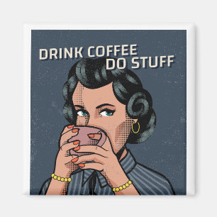 AIMANT FUNNY RETRO FAMILIALE FEMME CAFÉ FAMILIAL FRIDGE M