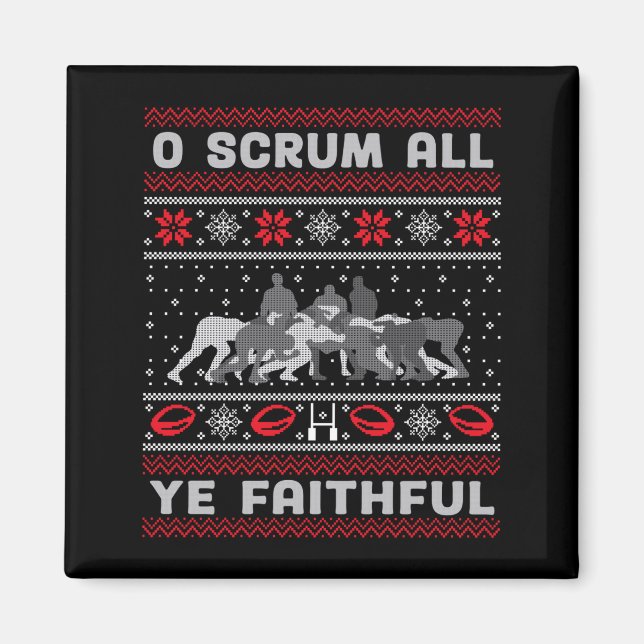 Aimant Funny Rugby O Scrum All Ye Faithful Ugly Merry Chr (Devant)