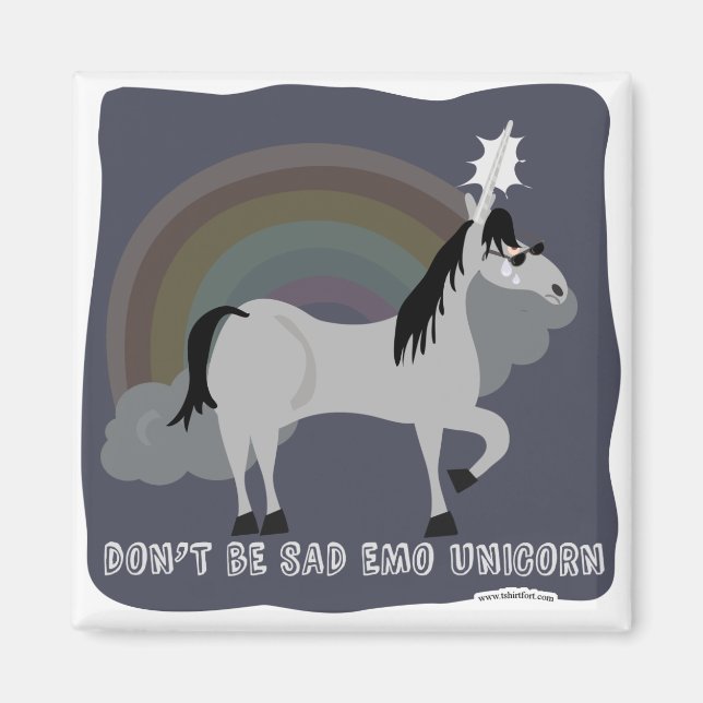 Aimant Funny Sad Emo Unicorn (Devant)
