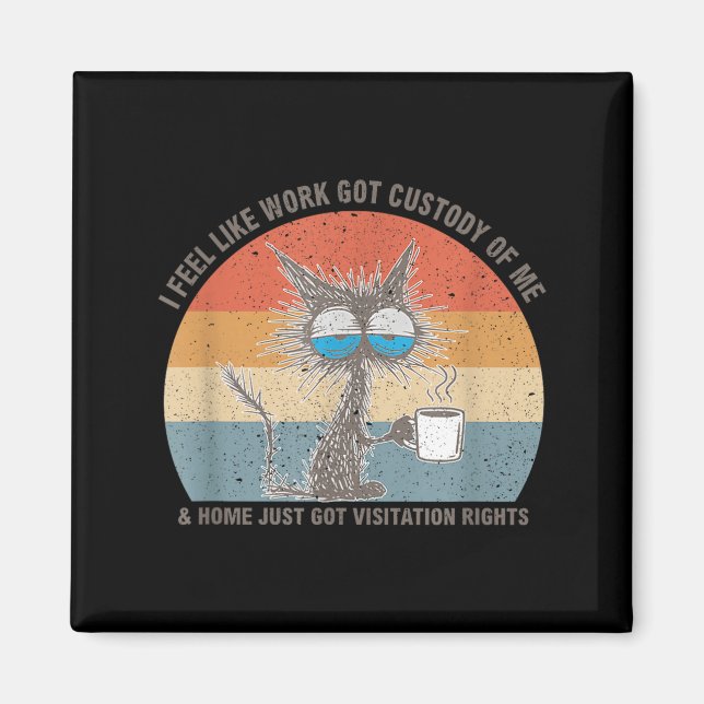 Aimant Funny Sarcastic Cat I Feel Like Work Got Custody O (Devant)