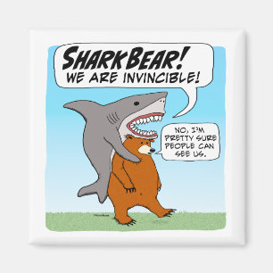 Aimant Funny Shark and Bear Team Up As SharkBear
