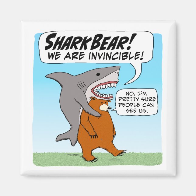 Aimant Funny Shark and Bear Team Up As SharkBear (Devant)