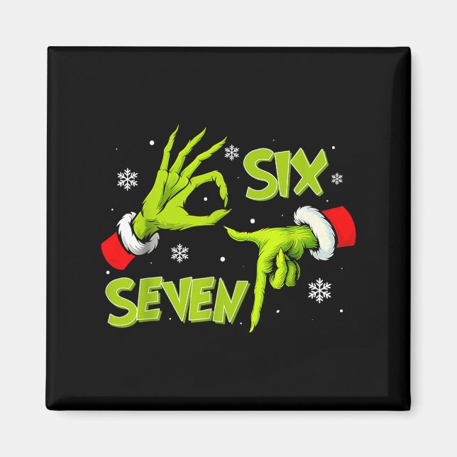 Aimant Funny Six Seven 67 Meme 6 7 Christmas Elf Hand Boy (Devant)