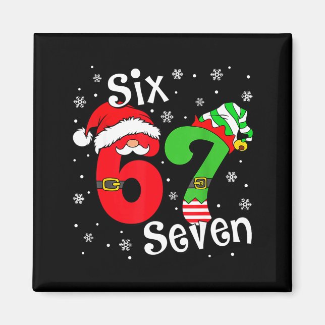 Aimant Funny Six Seven 67 Meme 6 7 Elf Santa Christmas Pa (Devant)