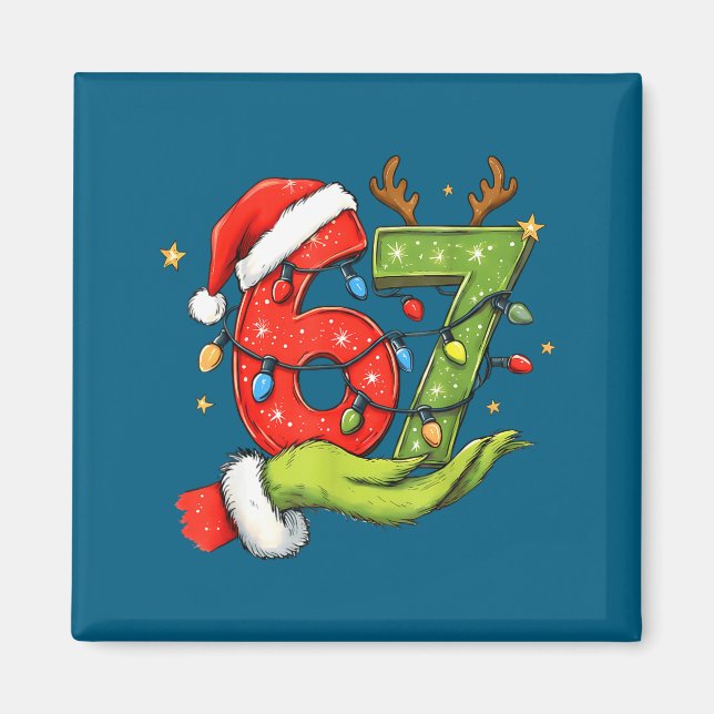 Aimant Funny Six Seven 67 Meme Santa Christmas Brainrot P (Devant)