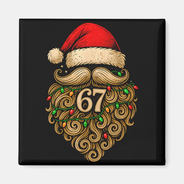 Aimant Funny Six Seven 6 7 Meme Santa Beard Christmas Men (Devant)