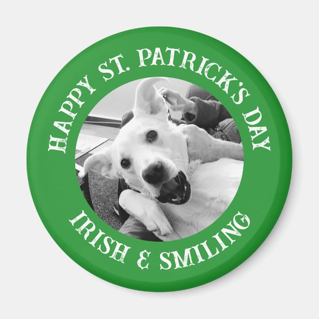 Aimant Funny St. Patrick's Day Irlandais et chien sourian (Devant)