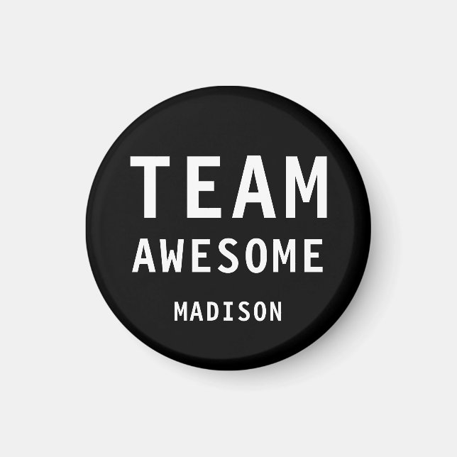 Aimant Funny Team Awesome Black Personalized Name (Devant)