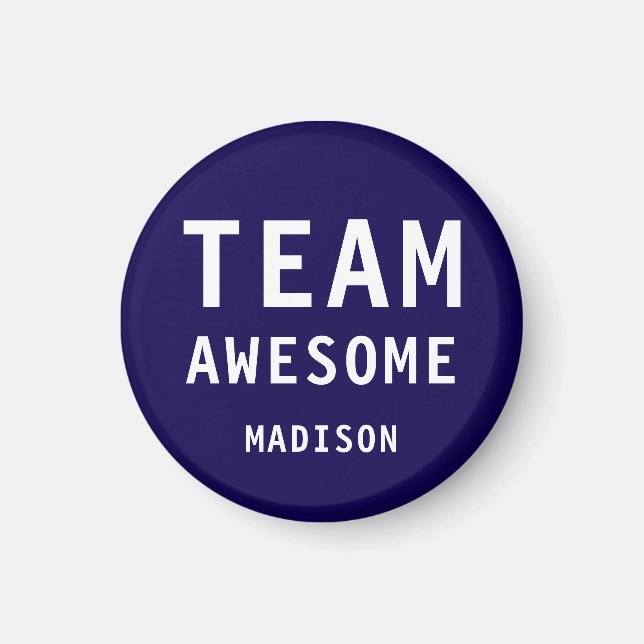 Aimant Funny Team Awesome Dark Blue Personalized Name (Devant)