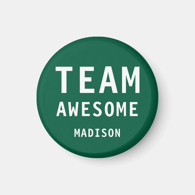 Aimant Funny Team Awesome Green Personalized Name (Devant)