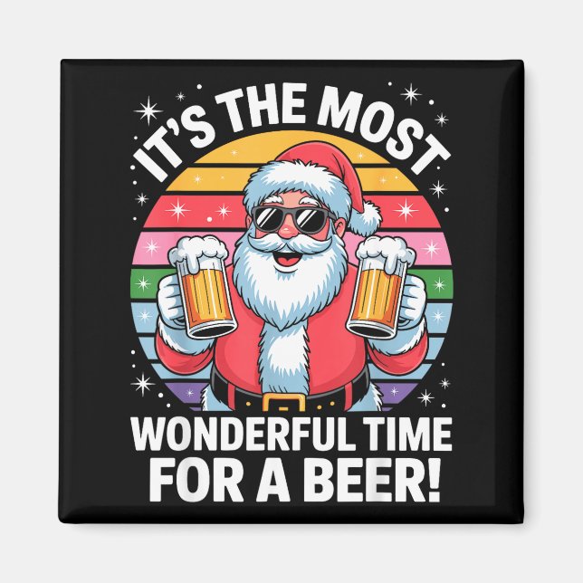 Aimant Funny Time For A Beer Santa Christmas  (Devant)
