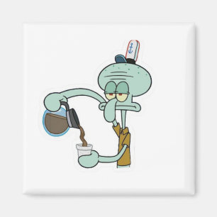 Aimant Funny Tired Squidward Pouring Coffee Mug - Morning