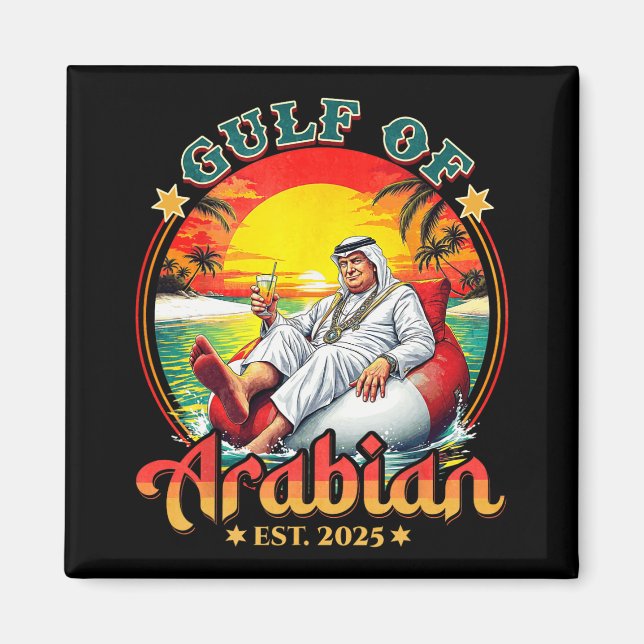 Aimant Funny Trump Chemise Golfe De L'Arabe Est 2025 Funn (Devant)