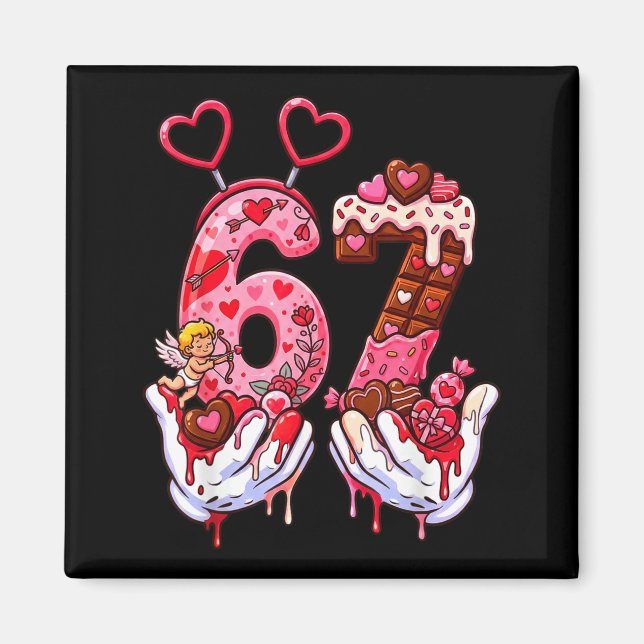 Aimant Funny Valentine's Day 67 Meme Hands Six Seven Cud  (Devant)