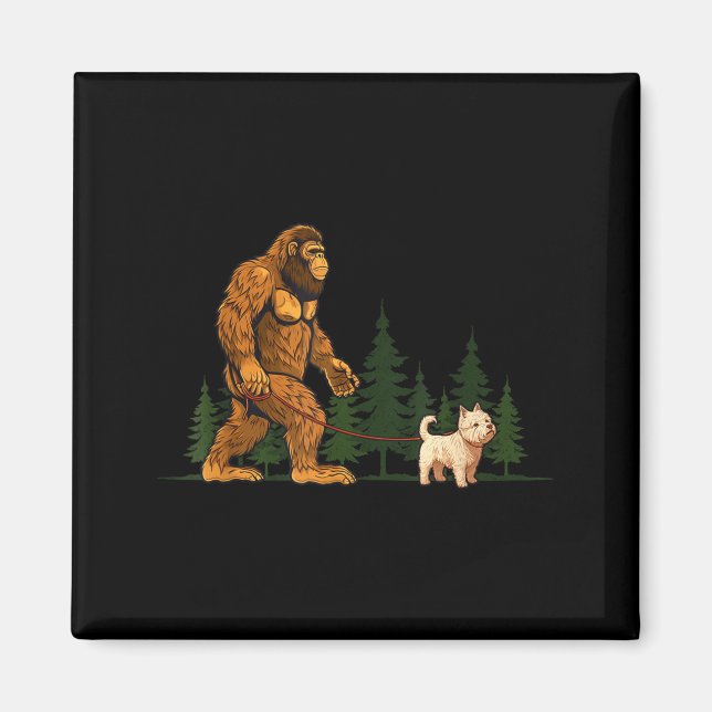 Aimant Funny West Highland White Terrier Westie Bigfoot D (Devant)
