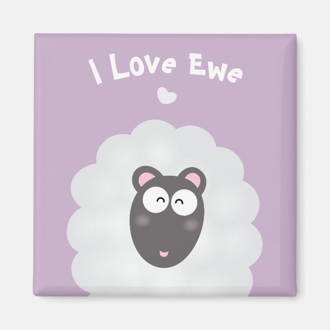 Aimant Funny Whimsical Pun I Love You Sweet Pastel Purple (Devant)