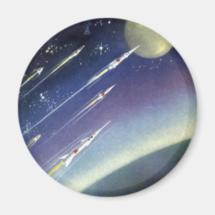 Aimant Fusées de science-fiction vintage dans l'espace pa