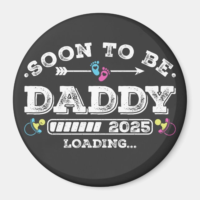 Aimant Futur Papa 2025 Cercle de Chargement (Devant)