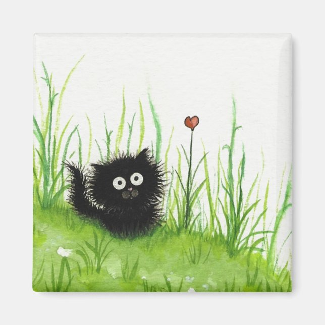 Aimant Fuzzy Black Cat Love par BiHrLe (Devant)