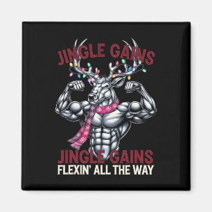Aimant Gains de Noël drôle de travail de gym Renne Jingle