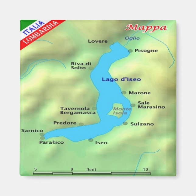 Aimant GAL069 LAKE ISEO - Carte - Italie - Réfrigérateur (Devant)