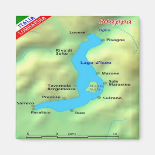 Aimant GAL069  LAKE ISEO - Map - Italy - Fridge