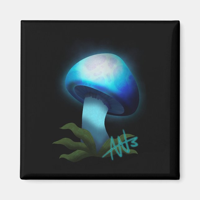 Aimant Galaxy Shiitake brillant bleu clair champignons (Devant)